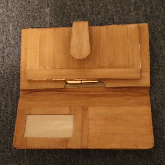 Eel Skin Clutch Purse With Many Compartments - Vintage - Holds Cards, Banknotes - Picture 3 of 7